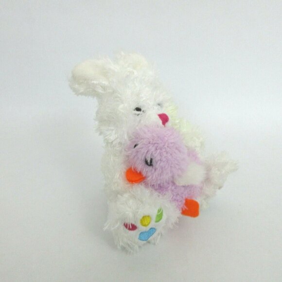 Fiesta EASTER BUNNY RABBIT 7" Tall White Plush with Purple Baby Chick Jelly Bean - Picture 2 of 8